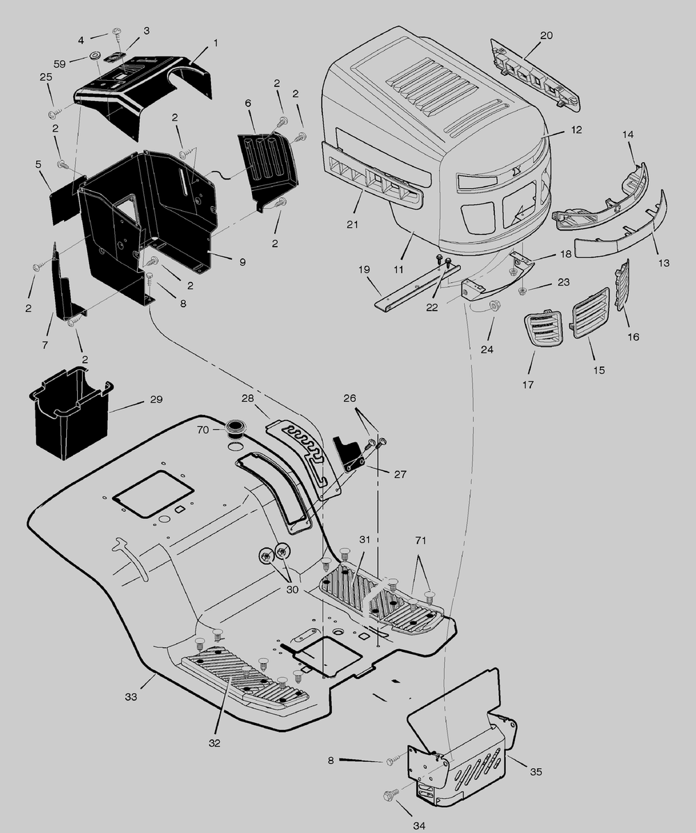 Hood And Dash Diagram and Parts List for 461004X92A 2004 Briggs and Stratton Lawn Tractor